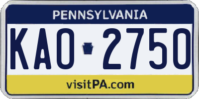 PA license plate KAO2750