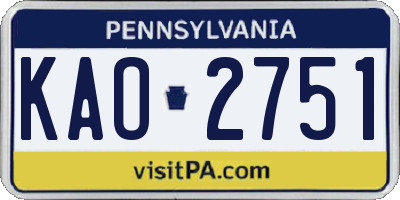 PA license plate KAO2751