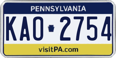 PA license plate KAO2754