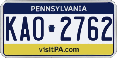 PA license plate KAO2762