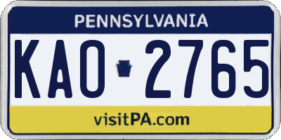 PA license plate KAO2765