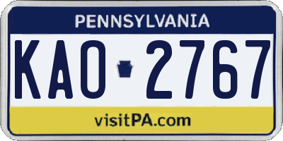 PA license plate KAO2767