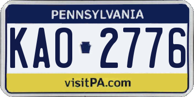 PA license plate KAO2776