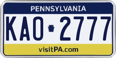 PA license plate KAO2777