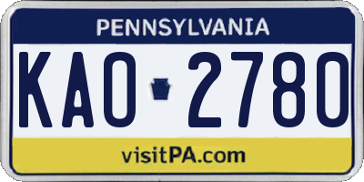 PA license plate KAO2780