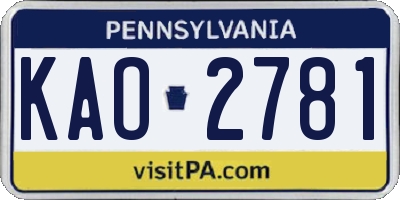 PA license plate KAO2781