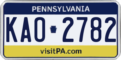 PA license plate KAO2782