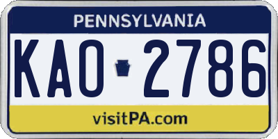 PA license plate KAO2786