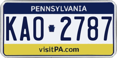 PA license plate KAO2787