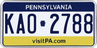 PA license plate KAO2788