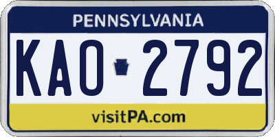 PA license plate KAO2792