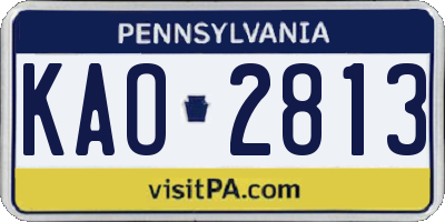 PA license plate KAO2813