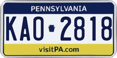 PA license plate KAO2818