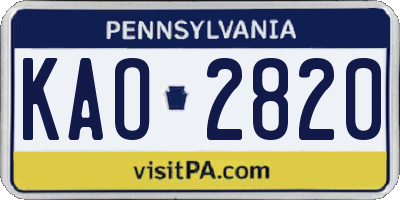 PA license plate KAO2820