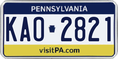 PA license plate KAO2821