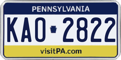 PA license plate KAO2822
