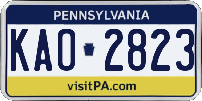PA license plate KAO2823