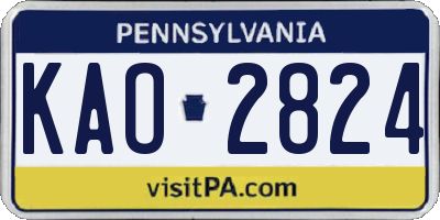 PA license plate KAO2824