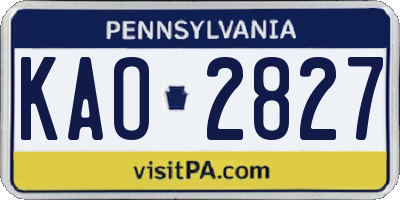 PA license plate KAO2827