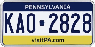 PA license plate KAO2828