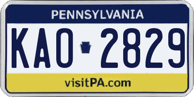 PA license plate KAO2829