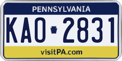 PA license plate KAO2831