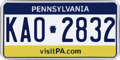 PA license plate KAO2832