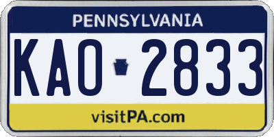 PA license plate KAO2833