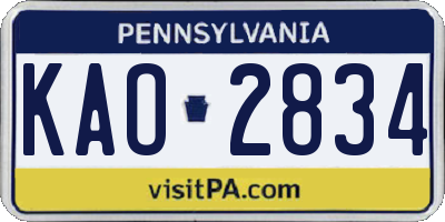 PA license plate KAO2834