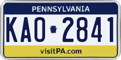 PA license plate KAO2841