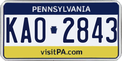 PA license plate KAO2843
