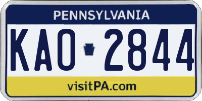 PA license plate KAO2844