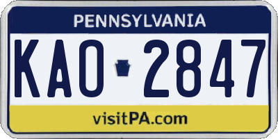 PA license plate KAO2847