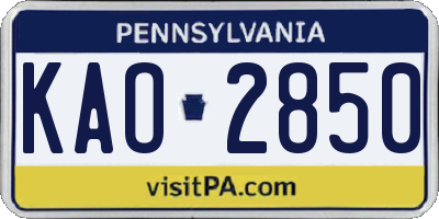 PA license plate KAO2850