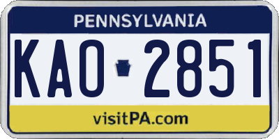 PA license plate KAO2851