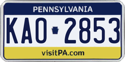 PA license plate KAO2853