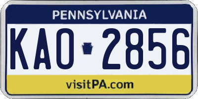 PA license plate KAO2856