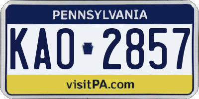 PA license plate KAO2857