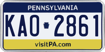PA license plate KAO2861