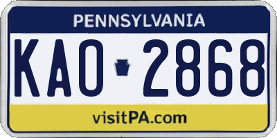 PA license plate KAO2868