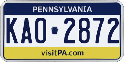 PA license plate KAO2872