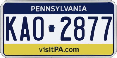 PA license plate KAO2877