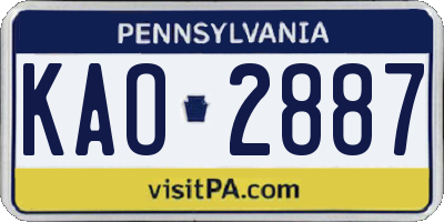 PA license plate KAO2887
