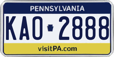 PA license plate KAO2888