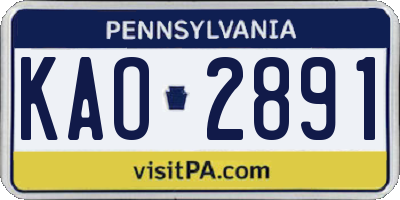 PA license plate KAO2891