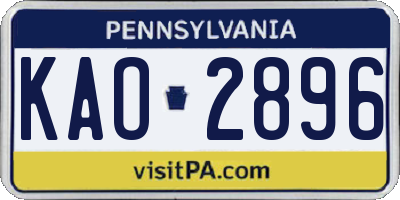 PA license plate KAO2896