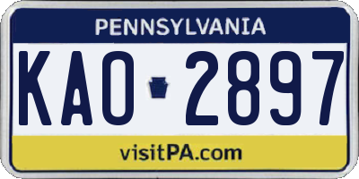 PA license plate KAO2897