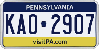 PA license plate KAO2907