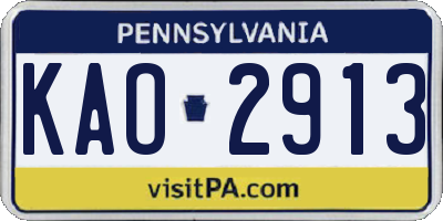 PA license plate KAO2913