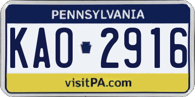 PA license plate KAO2916